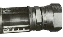 A blown off fitting could be caused by the hose not being inserted deeply enough into the shell of the fitting during assembly. A blown off fitting could be caused by the hose not being inserted deeply enough into the shell of the fitting during assembly.