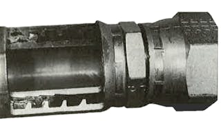 A blown off fitting could be caused by the hose not being inserted deeply enough into the shell of the fitting during assembly.