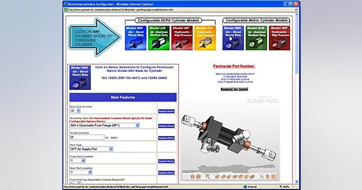 Cylinder configurator generates ready-to-use drawings | Power & Motion Tech