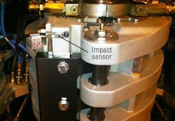 An Indiana-based plastic container supplier utilizes PHD's KG Impact Sensor to monitor a high speed blow molding machine. The sensor measures impact force inside the machine to prevent mold breakage and machine downtime. An Indiana-based plastic container supplier utilizes PHD's KG Impact Sensor to monitor a high speed blow molding machine. The sensor measures impact force inside the machine to prevent mold breakage and machine downtime.