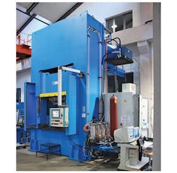 Figure 2. Here, a deep-drawing press uses EHA for the die cushion axis. (Courtesy of Dresden University) Figure 2. Here, a deep-drawing press uses EHA for the die cushion axis. (Courtesy of Dresden University)