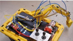 A microexcavator designed and built by CCEFP researchers is available for training and education to demonstrate the power and capability of hydraulics or pneumatics A microexcavator designed and built by CCEFP researchers is available for training and education to demonstrate the power and capability of hydraulics or pneumatics