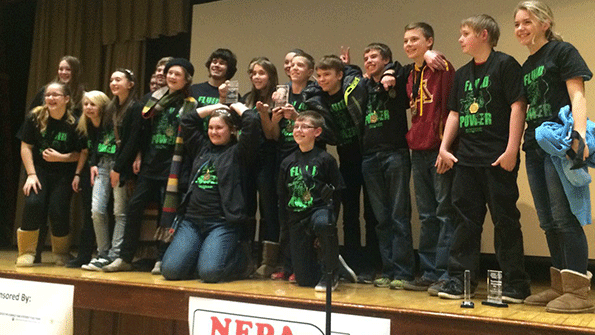 Group picture of the NFPA Challenge award winners awards for best portfolio teamwork design and overall challenge championship were awarded to John Metcalf Jr High School 4 John Metcalf Jr High School 2 Ashby Public Schools and North Branch 3 respectively