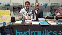 Ricardo Solorzano right is pictured with an attendee at the HampP booth S80156 at the International Fluid Power Expo Ricardo is available to answer questions in both Spanish and English He writes the blog HampP En Tu Idioma Ricardo Solorzano right is pictured with an attendee at the HampP booth S80156 at the International Fluid Power Expo Ricardo is available to answer questions in both Spanish and English He writes the blog HampP En Tu Idioma