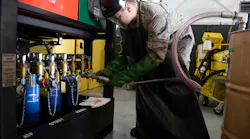 Changing hydraulic oil.