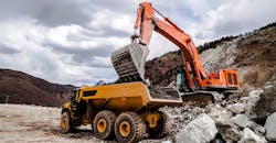 Because mobile equipment&mdash;such as this excavator&mdash;operates within a wide range of ambient temperatures, it can benefit from using high-efficiency hydraulic fluid to reduce fuel costs while increasing machine productivity.