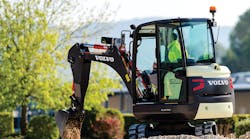 Volvo CE&rsquo;s EX2 all electric mini excavator breaks new ground in mobile equipment industry. Its electric propulsion drive is not the first in the industry, but Volvo CE officials believe it to be the first completely electric compact excavator prototype.