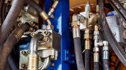 This hydraulic circuit contains more than a dozen fittings and flanges, yet it hasn’t leaked a drop of oil. O-ring fittings have brought us a long way in the battle against leakage, but overlooking even the slightest detail can result in an oily mess. This hydraulic circuit contains more than a dozen fittings and flanges, yet it hasn’t leaked a drop of oil. O-ring fittings have brought us a long way in the battle against leakage, but overlooking even the slightest detail can result in an oily mess.