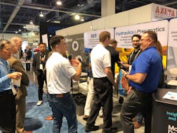 The Hydraulics & Pneumatics booth at the International Fluid Power Exposition in Las Vegas featured ice cream and conversation on Wednesday afternoon. The Hydraulics & Pneumatics booth at the International Fluid Power Exposition in Las Vegas featured ice cream and conversation on Wednesday afternoon.