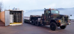 The National Guard is using its truck and trailer to haul the MTU Sanitizer to downstate Michigan. The National Guard is using its truck and trailer to haul the MTU Sanitizer to downstate Michigan.