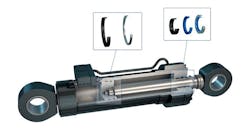 Freudenberg’s Perfect Cylinder uses a piston sealing system (Guivex Piston Guide Band and HDP 330 Piston Seal) and a rod sealing system (Guivex Rod guide band, 94 AU 30000 U-cup rod seal and 94 AU 30000 rod wiper). Freudenberg’s Perfect Cylinder uses a piston sealing system (Guivex Piston Guide Band and HDP 330 Piston Seal) and a rod sealing system (Guivex Rod guide band, 94 AU 30000 U-cup rod seal and 94 AU 30000 rod wiper).