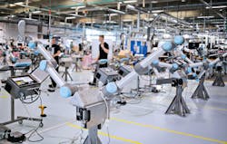 Engineers at Universal Robots took cobots home with them to continue research and development remotely. Engineers at Universal Robots took cobots home with them to continue research and development remotely.