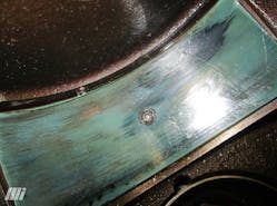 Excessive wear on saddle bearing.