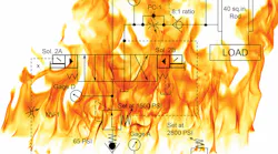 Schematic with flames