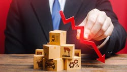 Artist's rendition of manufacturing growth declining Artist's rendition of manufacturing growth declining