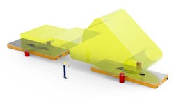 Large components can be easily moved and positioned using air casters to join them quickly. Large components can be easily moved and positioned using air casters to join them quickly.