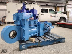 The same cylinder is shown after refurbishing. The small cylinder houses a position sensor used for the feedback in the PID control. The same cylinder is shown after refurbishing. The small cylinder houses a position sensor used for the feedback in the PID control.