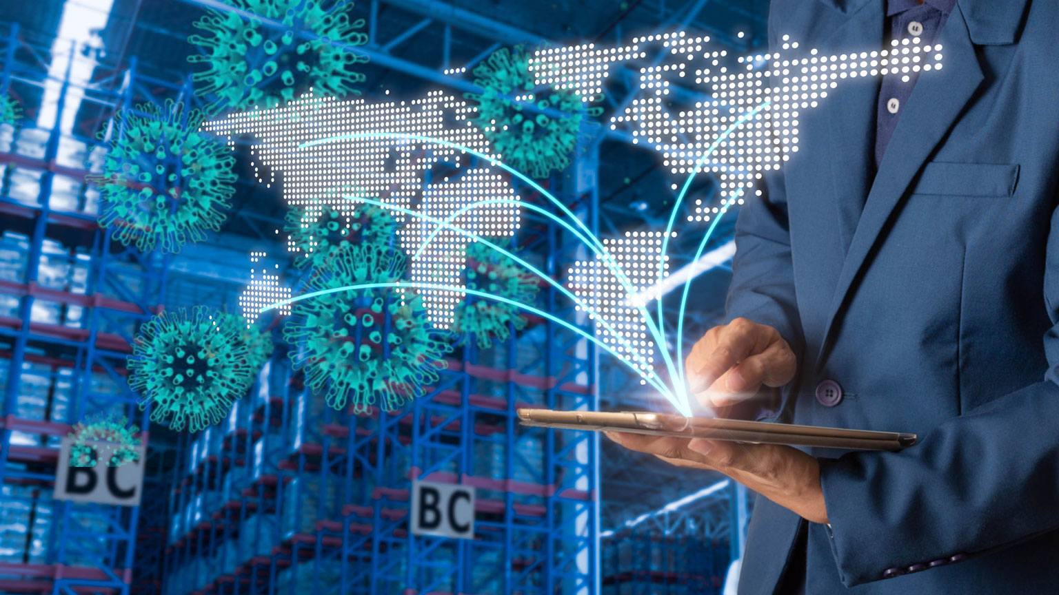 Artist's rendition of automation in manufacturing