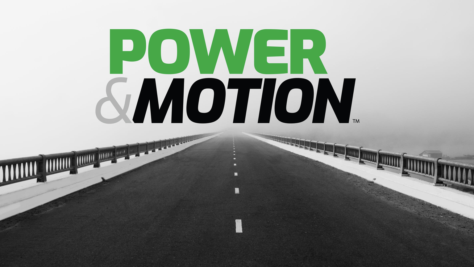 Power & Motion logo over bridge