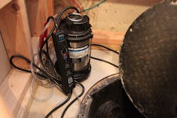 Engineers at Grid Connect found that by measuring current leakage in a sump pump, they could predict pump failure. They worked with pump manufacturer Wayne to develop an app-based monitor for the homeowner. Engineers at Grid Connect found that by measuring current leakage in a sump pump, they could predict pump failure. They worked with pump manufacturer Wayne to develop an app-based monitor for the homeowner.