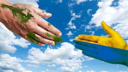 Artist's depiction of the world offering Ukraine a hand Artist's depiction of the world offering Ukraine a hand