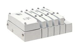 Pneumatic valves designed for food packaging, such as Emerson’s Aventics Series CL03, are resistant to cleaning agents and chemicals. Pneumatic valves designed for food packaging, such as Emerson’s Aventics Series CL03, are resistant to cleaning agents and chemicals.