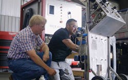 After working on large subsea offshore oil and gas drilling projects for several decades, Santiago Gomez (right) believed that he had learned the nuances of the complex processes involved and wanted to improve his current equipment. Past iterations of the equipment had flaws in their design, so instead of simply purchasing a new unit when his company needed one, Gomez decided to build his own hydraulic power unit (HPU) with Swagelok’s help. After working on large subsea offshore oil and gas drilling projects for several decades, Santiago Gomez (right) believed that he had learned the nuances of the complex processes involved and wanted to improve his current equipment. Past iterations of the equipment had flaws in their design, so instead of simply purchasing a new unit when his company needed one, Gomez decided to build his own hydraulic power unit (HPU) with Swagelok’s help.