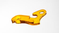 A 3D printed lever comprised of PolySpectra's COR Alpha polymer. A 3D printed lever comprised of PolySpectra's COR Alpha polymer.