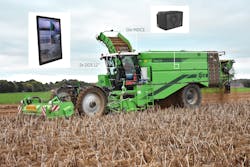 Up to 16 cameras and two displays from Liebherr provide detailed images in the driver&apos;s cab of the AVR potato harvester.