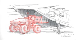 An illustration of the ultra-light loader RISE™ Robotics is developing for the U.S. Air Force. Replacing hydraulics with the RISE™ Cylinder will help eliminate weight and allow a reconfiguration of various components and structures. An illustration of the ultra-light loader RISE™ Robotics is developing for the U.S. Air Force. Replacing hydraulics with the RISE™ Cylinder will help eliminate weight and allow a reconfiguration of various components and structures.