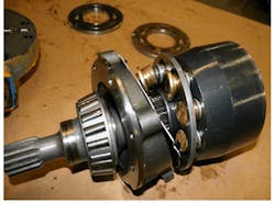 This pump motor was destroyed by contamination. This pump motor was destroyed by contamination.