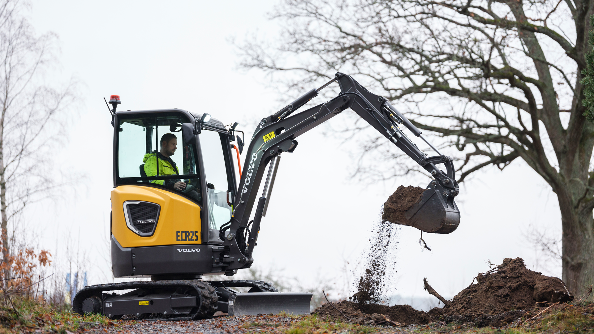 Volvo CE's ECR25 electric compact excavator.