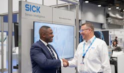 Ted Rozier, left, Festo Didactic, Director of Engineering and Brian Sellers, SICK, Industry Marketing Manager at IMTS Student Summit presenting the Safety Awareness Training Package. Ted Rozier, left, Festo Didactic, Director of Engineering and Brian Sellers, SICK, Industry Marketing Manager at IMTS Student Summit presenting the Safety Awareness Training Package.