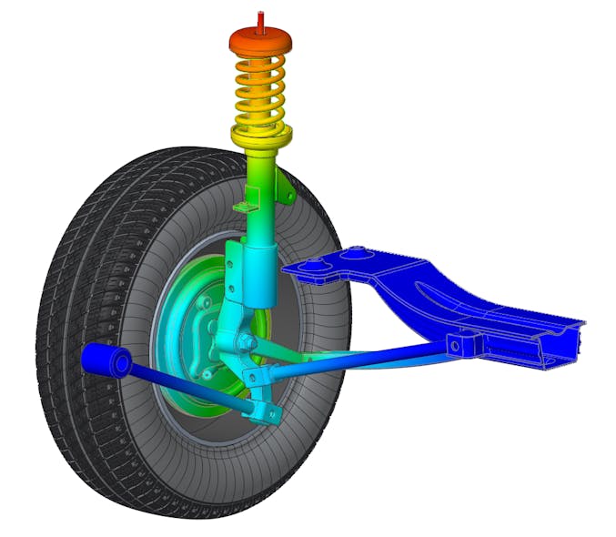 Deformation results on suspension components of a car.