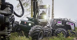 Use of a parallel hybrid system architecture helped the Logset 12H GTE forest harvester reduce its fuel consumption 20-30%. Use of a parallel hybrid system architecture helped the Logset 12H GTE forest harvester reduce its fuel consumption 20-30%.