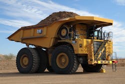 The battery electric 793 large mining truck recently completed a successful test run at Caterpillar's proving grounds in Arizona. The battery electric 793 large mining truck recently completed a successful test run at Caterpillar's proving grounds in Arizona.