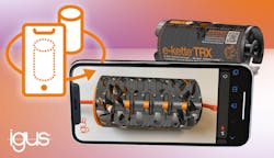 With igus&apos; digital universe, customers can use augmented reality to take an X-ray look at the interior of products and their mechanics. The pictured example is of the company&apos;s triflex TRX energy chain series.