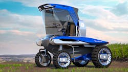 New Holland’s Straddle Tractor Concept features a futuristic concept while keeping in mind the functional needs of agricultural applications. New Holland’s Straddle Tractor Concept features a futuristic concept while keeping in mind the functional needs of agricultural applications.