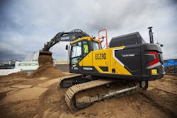 The EC230 Electric is Volvo&apos;s first entry into electrifying larger construction equipment. It is currently undergoing testing with customers in Europe.