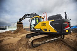 The EC230 Electric is Volvo's first entry into electrifying larger construction equipment. It is currently undergoing testing with customers in Europe. The EC230 Electric is Volvo's first entry into electrifying larger construction equipment. It is currently undergoing testing with customers in Europe.