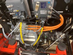 The electro-hydraulic system developed for an OEM customer includes a battery, a primary mover as well as motors coupled to a hydraulic pump. The electro-hydraulic system developed for an OEM customer includes a battery, a primary mover as well as motors coupled to a hydraulic pump.