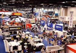 The Work Truck Show exhibit floor showcases a range of commercial vehicles and components. The Work Truck Show exhibit floor showcases a range of commercial vehicles and components.