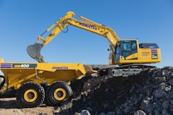 The PC210LCE electric excavator features Proterra's lithium-ion battery technology. The PC210LCE electric excavator features Proterra's lithium-ion battery technology.