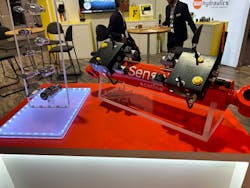 Sun Hydraulics, a Helios Technologies brand, showcased its eSense hydraulic cylinder equipped with pressure sensors to help improve balance and stability as well as reduce energy use.