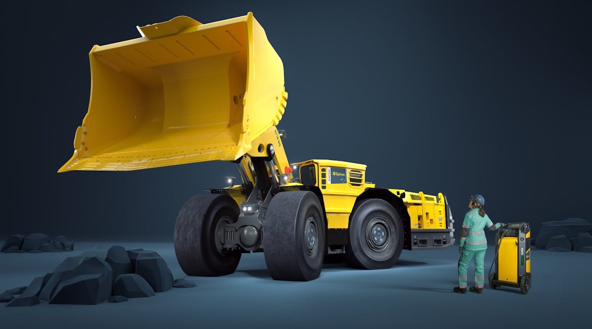 Epiroc&apos;s Scooptram ST18 SG loader is powered by a high-capacity battery which provides longer run times between charges.