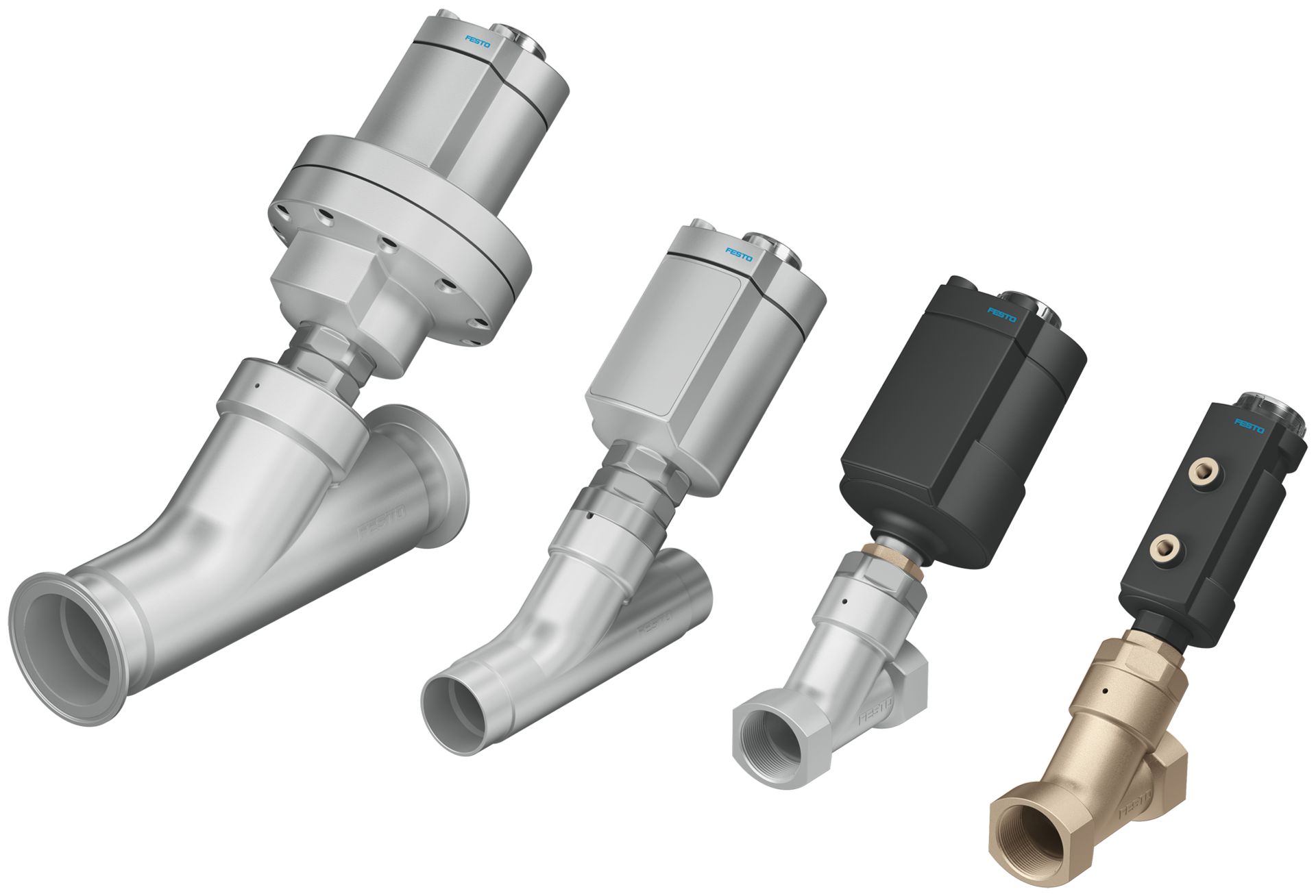 The VZXA line of pneumatically actuated angle seat valves feature a modular design to ease installation and replacement.