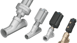 The VZXA line of pneumatically actuated angle seat valves feature a modular design to ease installation and replacement.