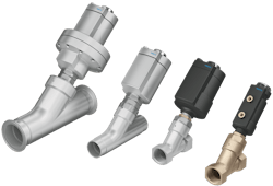 The VZXA line of pneumatically actuated angle seat valves feature a modular design to ease installation and replacement. The VZXA line of pneumatically actuated angle seat valves feature a modular design to ease installation and replacement.