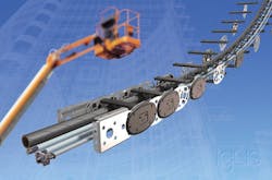 The igus Hybrid YE e-chain cable carrier is 50% lighter than steel counterparts. The igus Hybrid YE e-chain cable carrier is 50% lighter than steel counterparts.