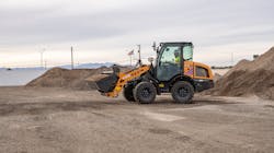 At CONEXPO, CASE was among the OEMs to unveil new electric-powered construction equipment. Pictured is the company's new CL36EV electrified compact wheel loader. At CONEXPO, CASE was among the OEMs to unveil new electric-powered construction equipment. Pictured is the company's new CL36EV electrified compact wheel loader.